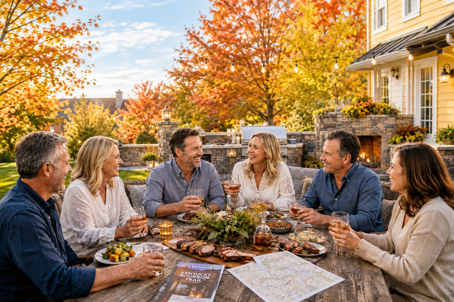 A candlelit Kentucky table set for a fall evening